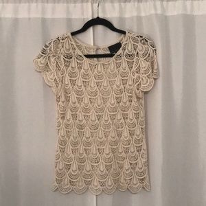Crochet detailed cream top